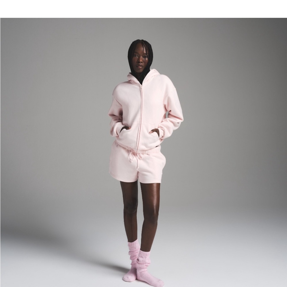 Skims 4X Never Worn Barely Pink COTTON FLEECE CLASSIC ZIP UP HOODIE